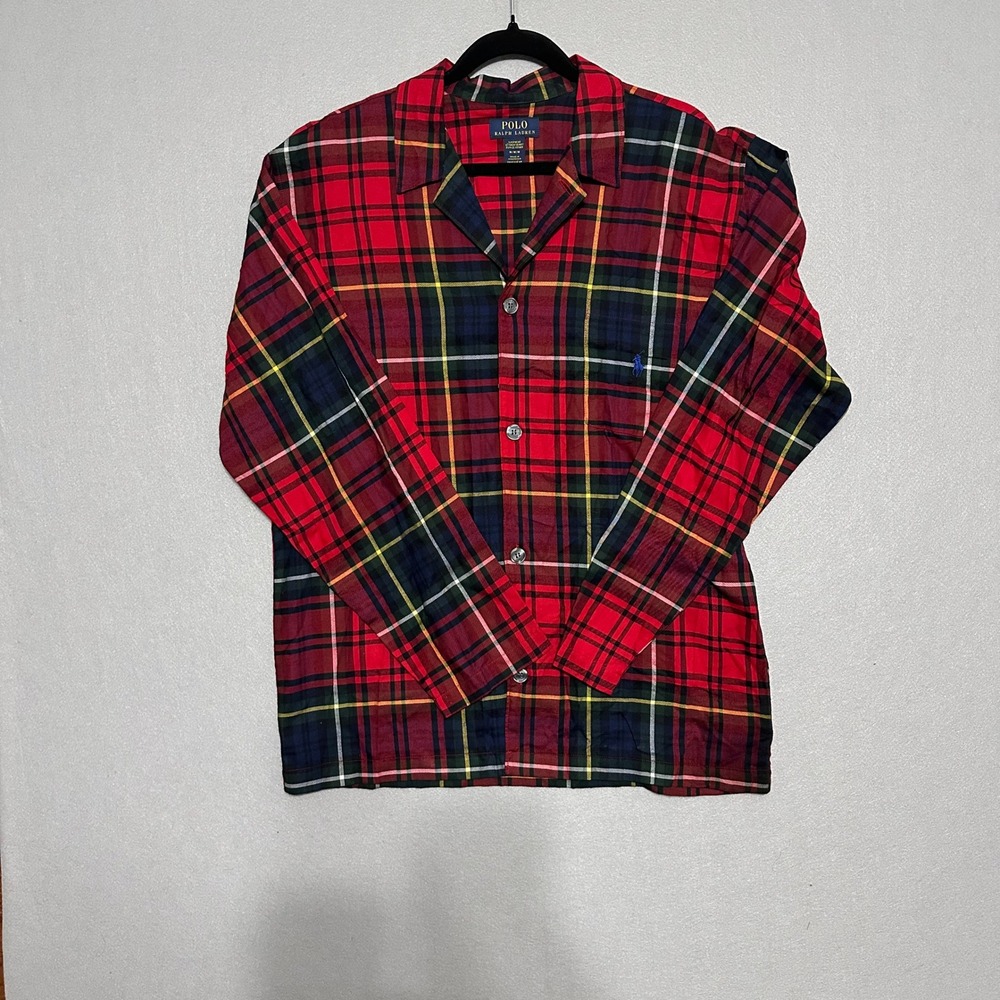 Polo Ralph Lauren‎ Mens Tartan Plaid Sleepwear Pajama Shirt Medium M Long Sleeve